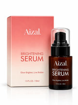 Aizal Brightening Serum 30 ml in an amber glass bottle with a black pump.