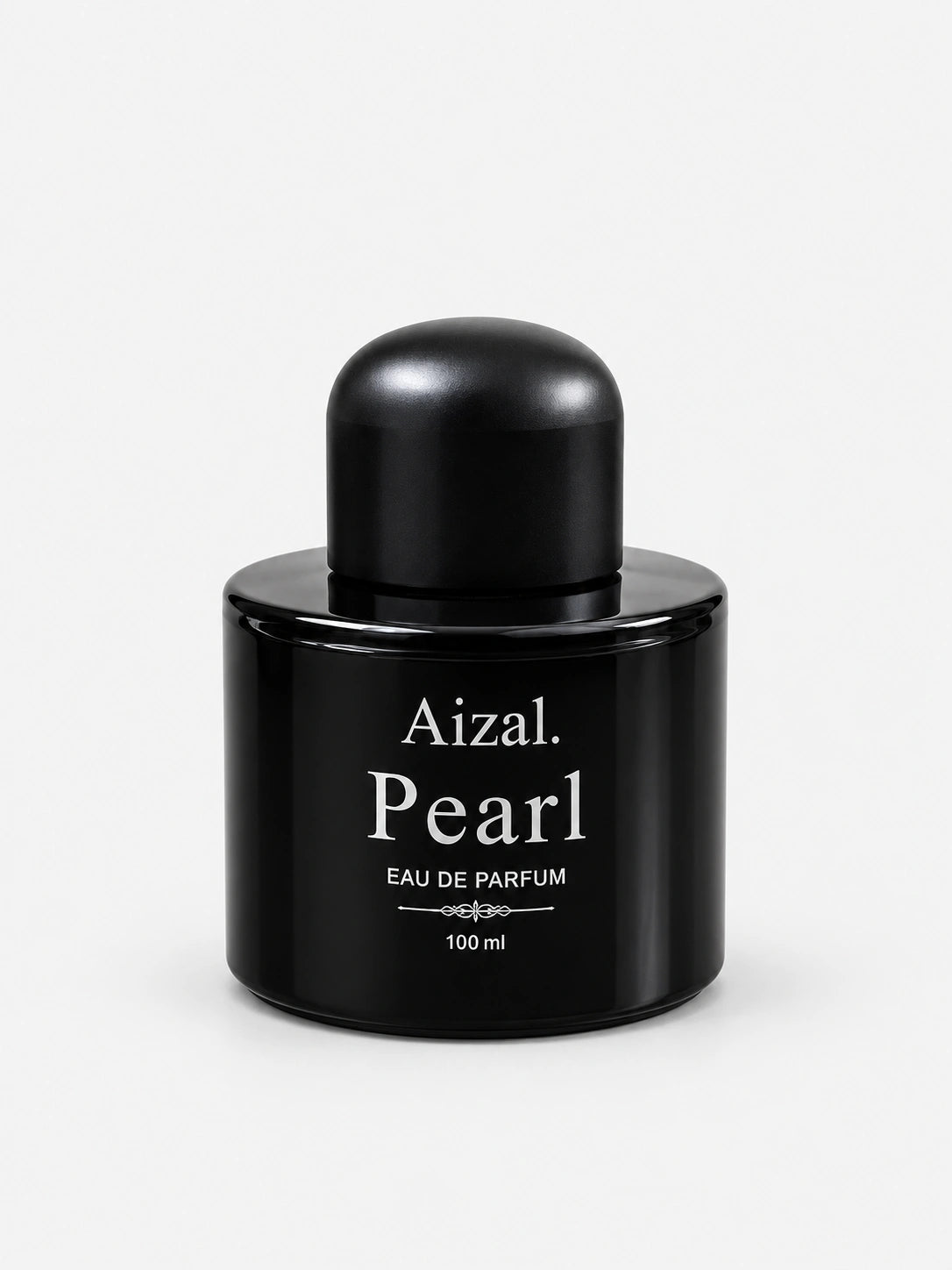 Aizal Pearl Eau de Parfum 100ml black perfume bottle with a rounded black cap