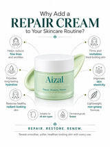 Aizal skincare moisturizer in a frosted green jar on a white studio background.