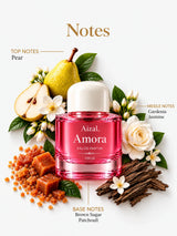 Aizal Amora perfume for women in a premium pink bottle, showcasing elegant design and refined fragrance packaging.