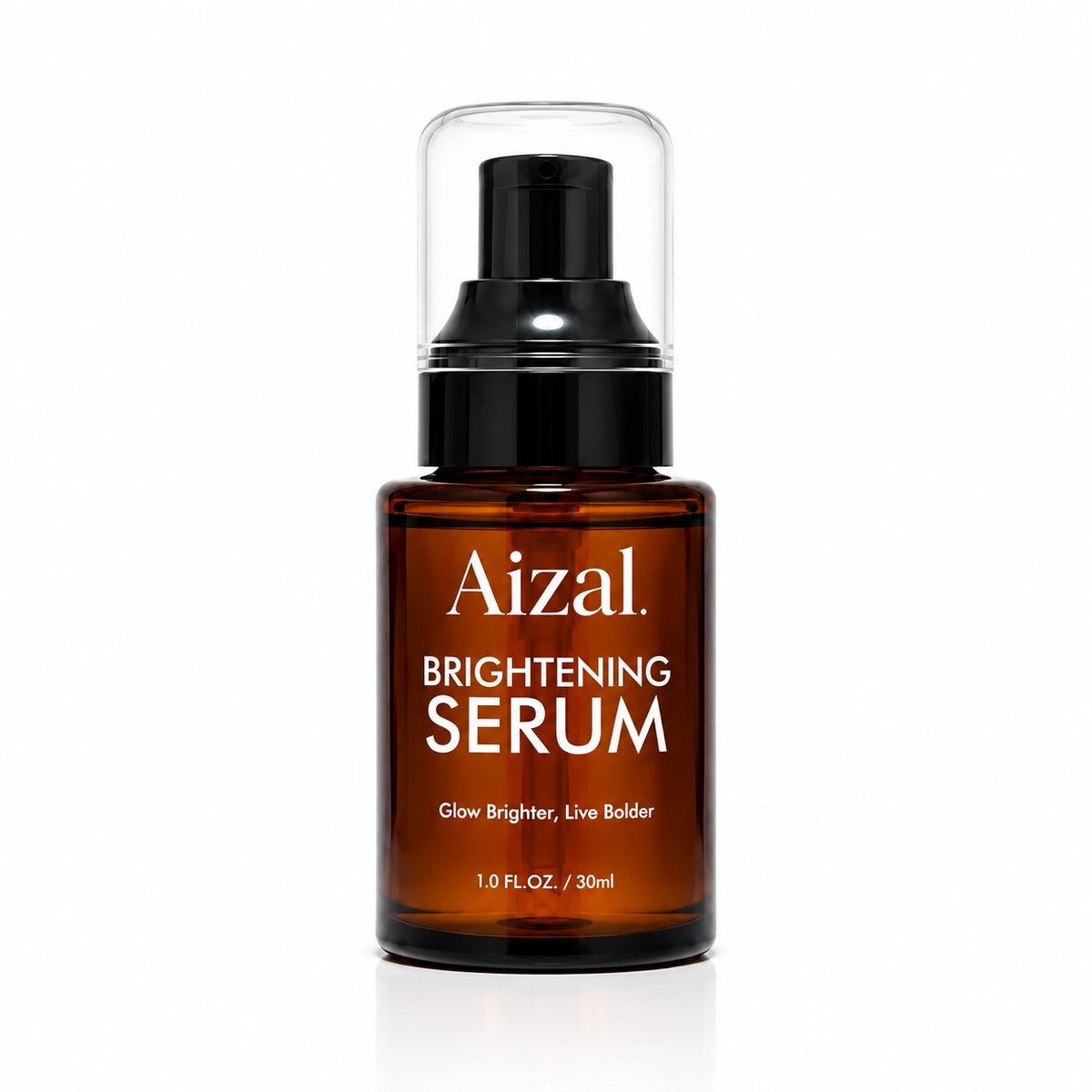 Brightening Serum skincare bottle on white background.