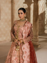 Elegant rose pink formal dress with a contrasting deep rose dupatta