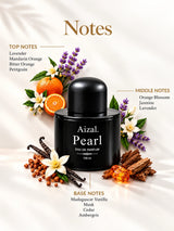 Luxury Aizal Pearl fragrance bottle with a black finish, rounded cap, and sophisticated product design.
