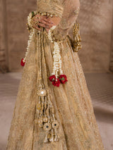 Luxury Pakistani wedding dress with traditional gold embroidery