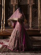 Mauve pink embroidered lehenga with magenta dupatta