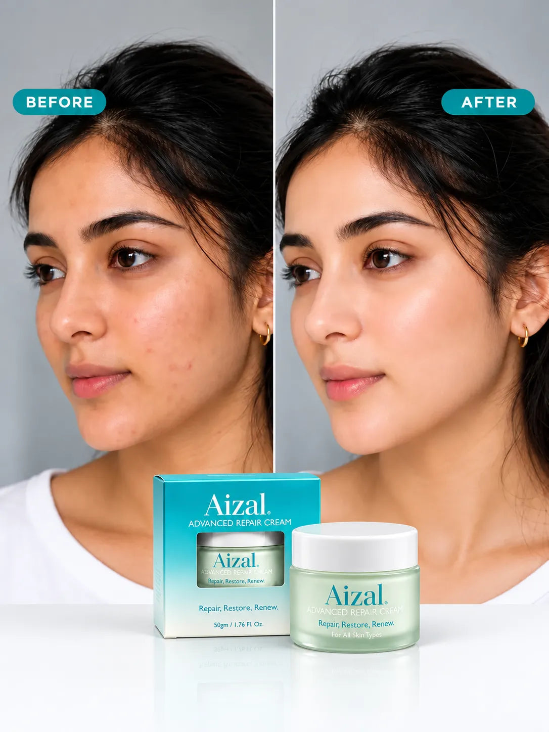 Close-up product image of Aizal Advanced Repair Cream for daily skincare.
