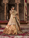 Luxury golden embroidered Pakistani bridal gharara with matching dupatta