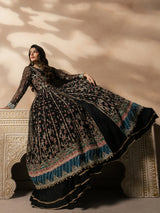 Luxury black Pakistani bridal dress with intricate traditional embroidery