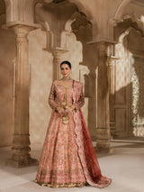 Luxury Pakistani formal dress with antique gold embroidery