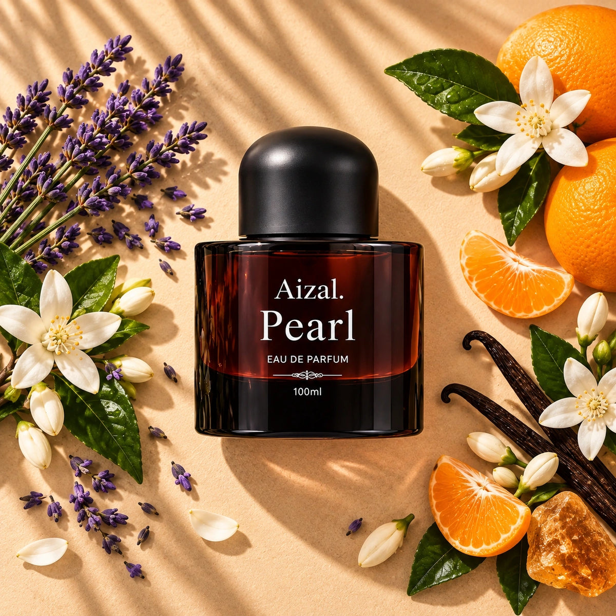 Pearl Eau de Parfum is centered on a textured surrounding ingredients 