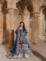 Luxury Pakistani bridal dress with silver embellishments