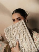 Full-length ivory beige embroidered outfit for wedding celebrations